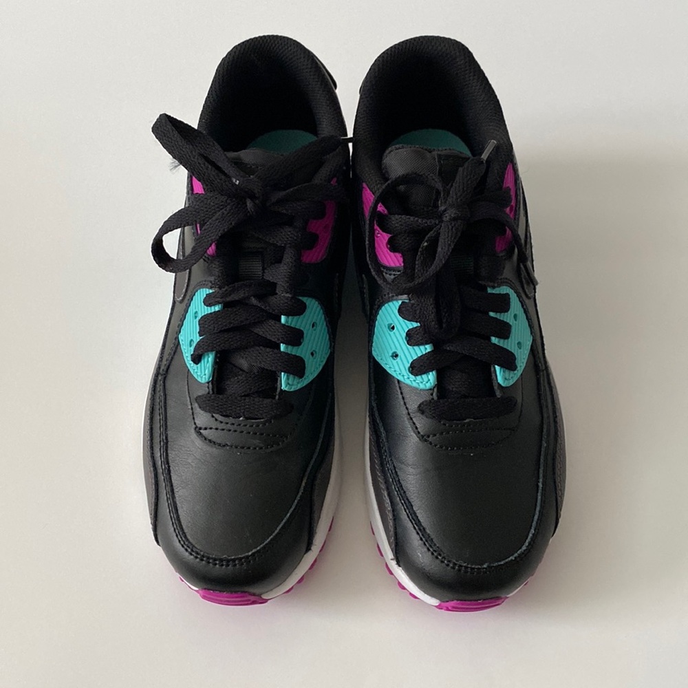 Nike Kids Black Sneakers with Teal and Pink Accents
